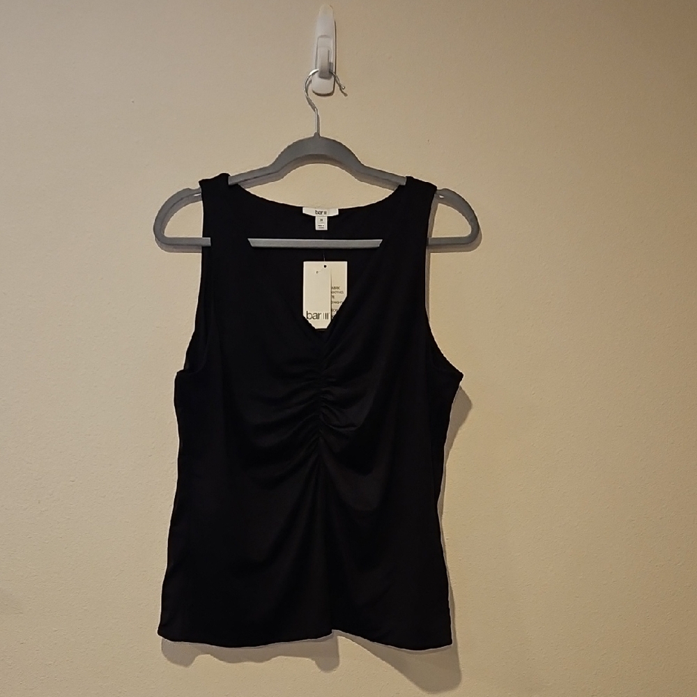 Bar III Black Ruched Tank Top